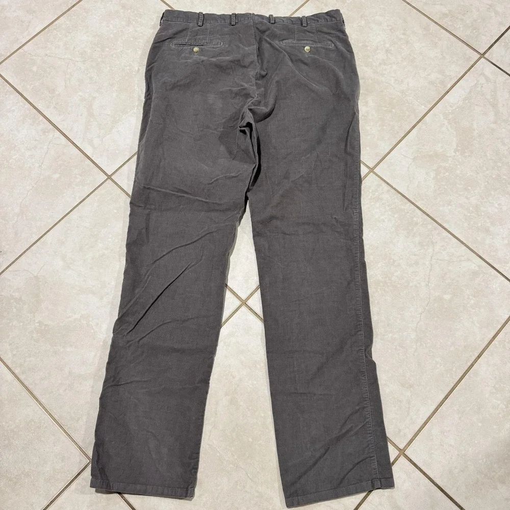 Peter Millar Pants Mens 38x35 Gray Corduroy Stretch Chino Pima Cotton Flat Front